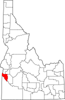 キャニオン郡の位置を示したアイダホ州の地図