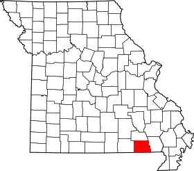 Map of Missouri highlighting Ripley County.svg