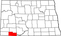 Округ Адамс на мапі штату Північна Дакота highlighting