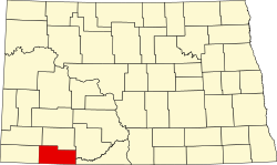 map of North Dakota highlighting Adams County