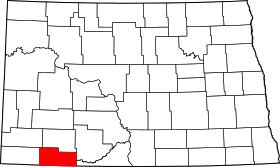 Map of North Dakota highlighting Adams County.svg