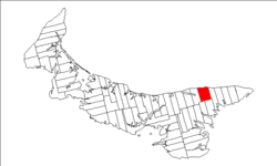 Mapa de la Isla del Príncipe Eduardo destacando el lote 42