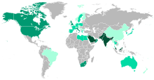 Map of the Bangladeshi people around the world