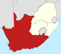 Map of the provinces of South Africa 1976-1994 with the Cape highlighted.svg
