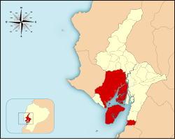 Guayas provinsiyasidagi Guayakuil kantonining joylashuvi