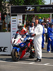 Superbike TT winner John McGuinness at the start of the race McGuinness TT 2011.jpg