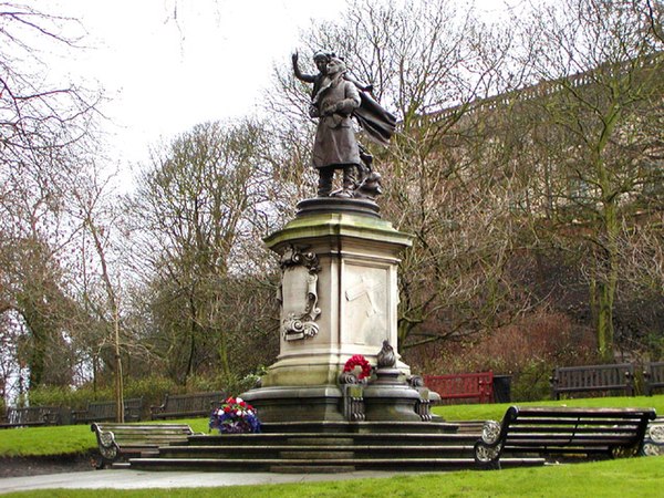Statue of Captain Albert Ball in the grounds of Nottingham Castle