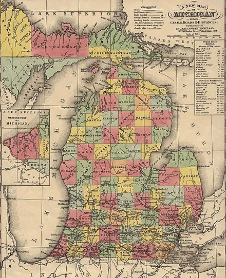 An 1853 map, timber pirates devastated the United States Navy lumber reserves along the Michigan coast.