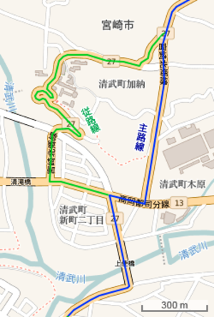 300px miyazaki prefectural route 27 multiple route section %28openstreetmap%29