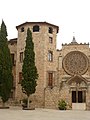 Rossasa de la façana de l'església monestir de Sant Cugat.