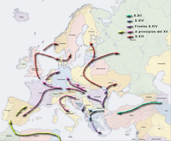 The migration of the Romanis through the Middle East and Northern Africa to Europe