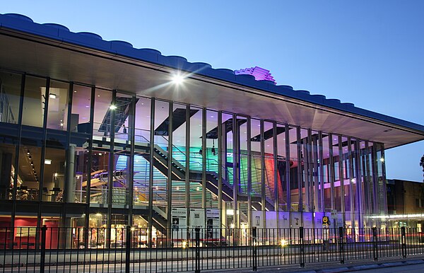 The National Institute of Dramatic Art complex at night