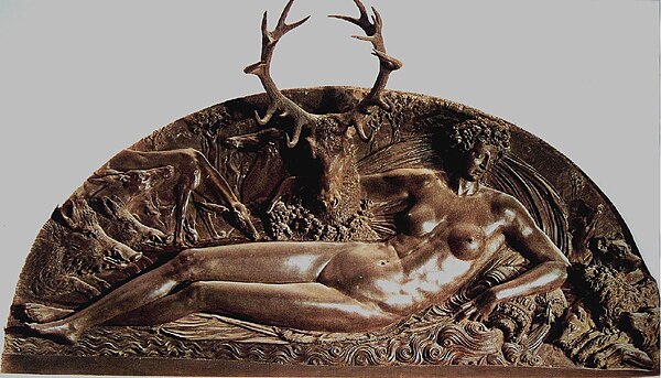 The Nymph of Fontainebleau, by Benvenuto Cellini, now in the Louvre (1542)