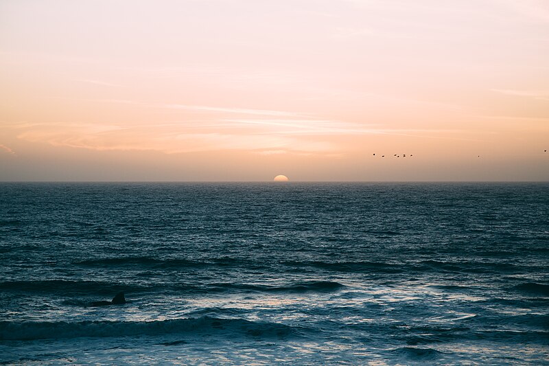 File:Ocean view towards the pale yellow horizon (Unsplash).jpg