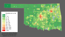 Map of Oklahoma, showing population density Oklahoma population map.png