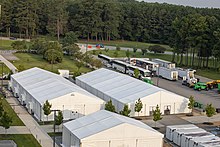 Temporary meal service and processing facilities for Afghan special immigrant visa applicants at Fort Lee, Virginia, July 2021 Operation Allies Refuge.jpg