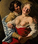 Jongeman die een jonge vrouw omhelst, ca. 1627/1628