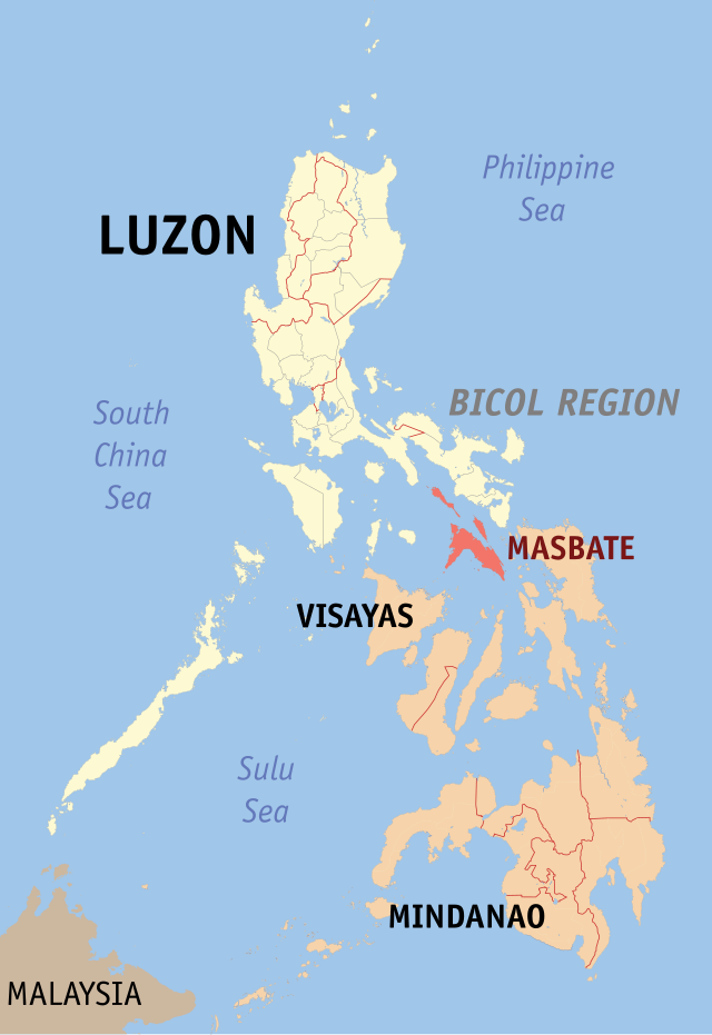 Mapa ng Pilipinas na magpapakita ng lalawigan ng Masbate