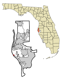 Pinellas County Florida Incorporated and Unincorporated areas Redington Shores Highlighted.svg