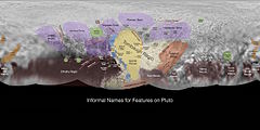 Плутон — детали рельефа (предварительные названия) (29 июля 2015)