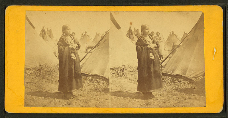 File:Portrait of a Sioux (Dakota) woman in front of teepees, from Robert N. Dennis collection of stereoscopic views.jpg