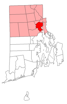 Poloha mesta Providence v rámci federálneho štátu Rhode Island a v rámci Providence county