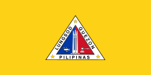 Flag of Quezon City featuring the seal on a plain yellow background. Quezon City Flag.svg