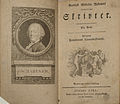 Titelbladet til første bind af Gottlieb Wilhelm Rabeners Samtlige Skrivter på dansk fra 1782. English:The title pages of the Danish edition of Rabeners collected works.