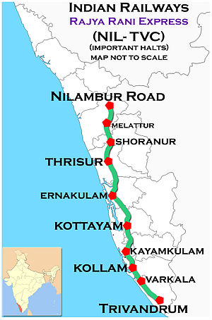 Rajya Rani Express (Nilambur - Trivandrum) Marshrut xaritasi.jpg