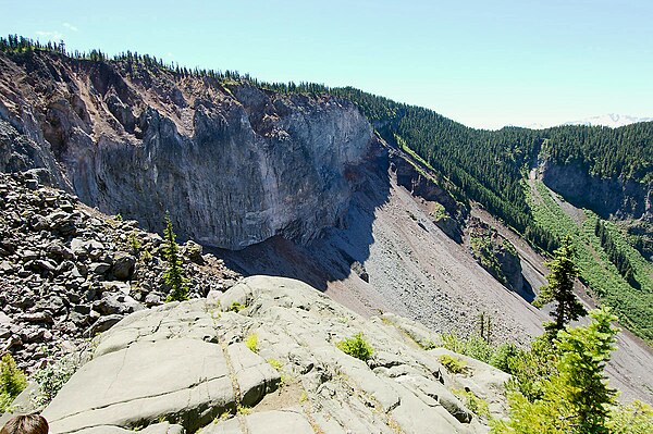 View of The Barrier, which was declared unstable in 1981 and resulted in the evacuation of the village of Garibaldi.