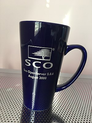 Commemorative cup for the SCO OpenServer 5.0.6 release
