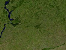 Lower Samara from space, Ural River at lower right