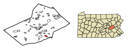 Location of Auburn in Schuylkill County, Pennsylvania.