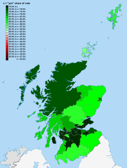 Scottish devolution referendum, 1997 Question 1 results.svg