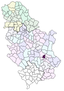 Община Цървени кръст на картата на Сърбия