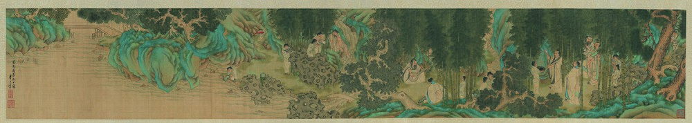 Os Sete Dignos do Bosque de Bambu (1616) por Li Shida da dinastia Ming
