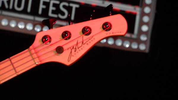 Shuker JJ Burnel signature bass headstock