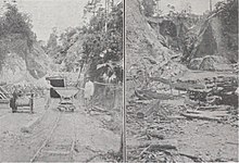 Gold mine in Saint-Élie with the railway