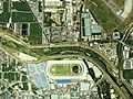 園田競馬場（尼崎市）付近の空中写真。（1985年撮影）