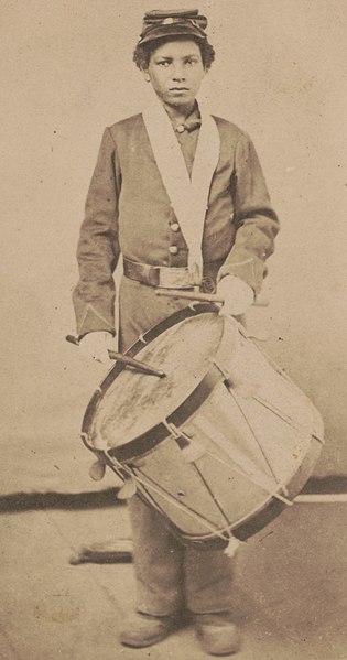 File:Taylor, young drummer boy for 78th Colored Troops Infantry, in uniform with drum LCCN2017659602 (cropped).jpg