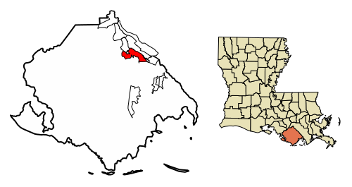 Location of Houma in Terrebonne Parish, Louisiana.