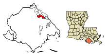 Terrebonne Parish Louisiana Incorporated and Unincorporated areas Houma Highlighted.svg