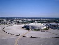 An aerial view of the Astrodome in 1999 The Astrodome, aerial view.jpg