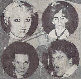 The Germs in 1979 on a Flipside calendar. Clockwise from top left: Lorna Doom, Pat Smear, Darby Crash and Don Bolles.