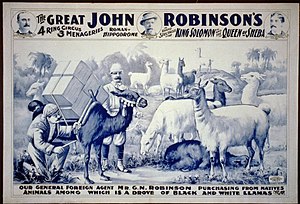 Velký prstenový cirkus Johna Robinsona ... Náš generální zahraniční agent pan G.N. Robinson kupuje ... hejno černobílých lám LCCN2002719198.jpg