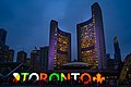 * Nomination: Toronto City Hall at Dusk--Maksimsokolov 23:54, 25 April 2021 (UTC) * Review Strong vertical distortion, agresive cut on bottom and redundant categorization --Wilfredor 19:28, 26 April 2021 (UTC)