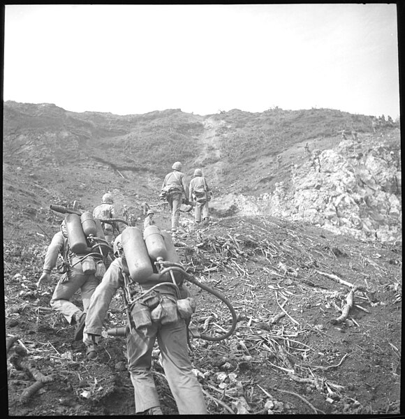 File:Trekking to the top of Suribachi, February 1945.jpg