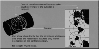 Transverse Mercator projection Adaptation of the standard Mercator projection