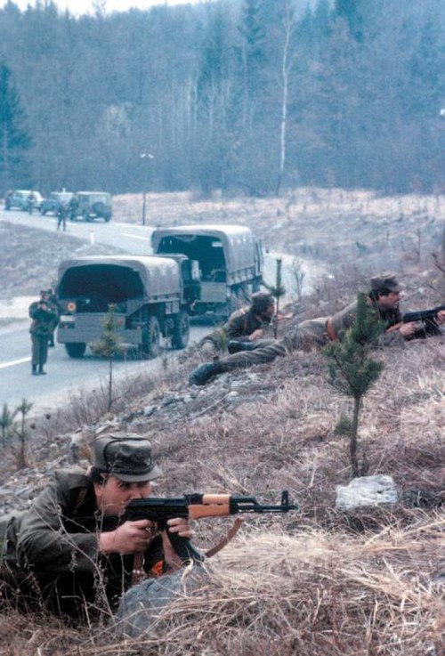 Slovenian Territorial Defence military drills held in March 1991