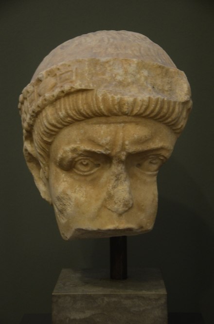 Mutilated bust of Valentinian I or his brother, Valens[18][19]